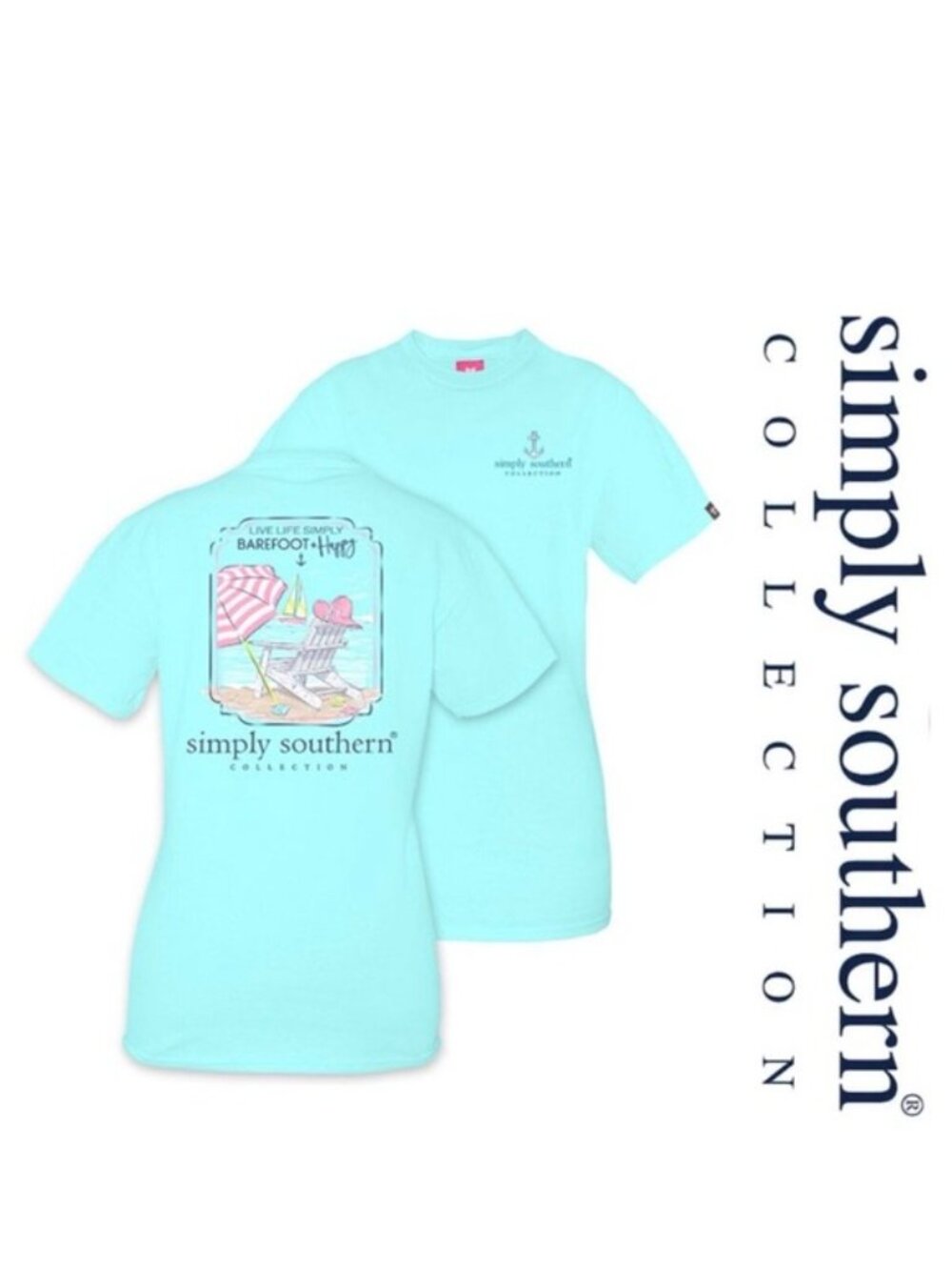 Simply Southern | Marine "Barefoot and Happy" T-shirt Tee | Size Medium